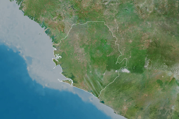 Extended area of outlined Sierra Leone. Satellite imagery. 3D rendering - Photo, Image