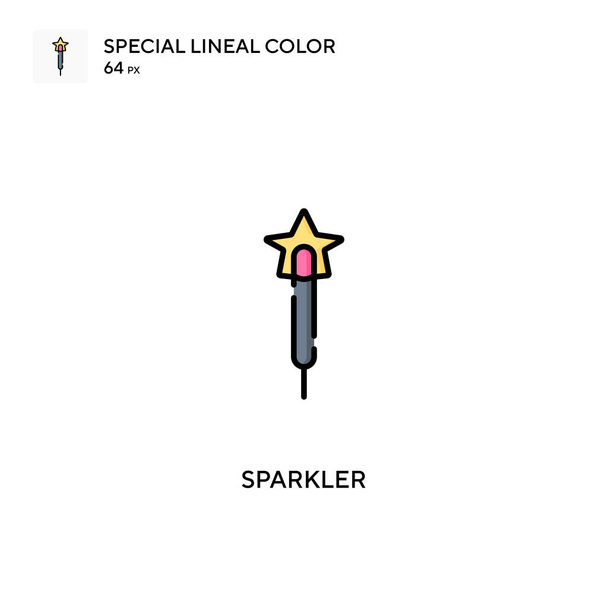 Sparkler Spezielles lineares Farbvektorsymbol. Wunderkerzen-Symbole für Ihr Geschäftsprojekt - Vektor, Bild