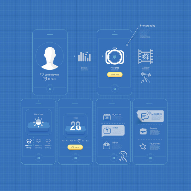 Ui prvky návrhu infografika: Mobile Gui vypadá - Fotografie, Obrázek