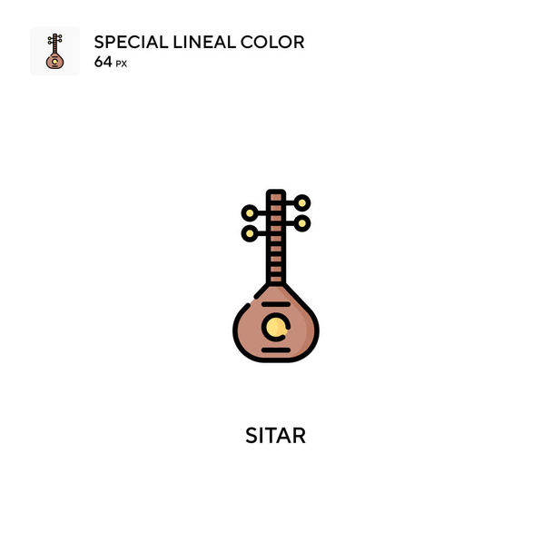 Sitar special lineal color vector icon. Sitar icons for your business project - Vector, Image