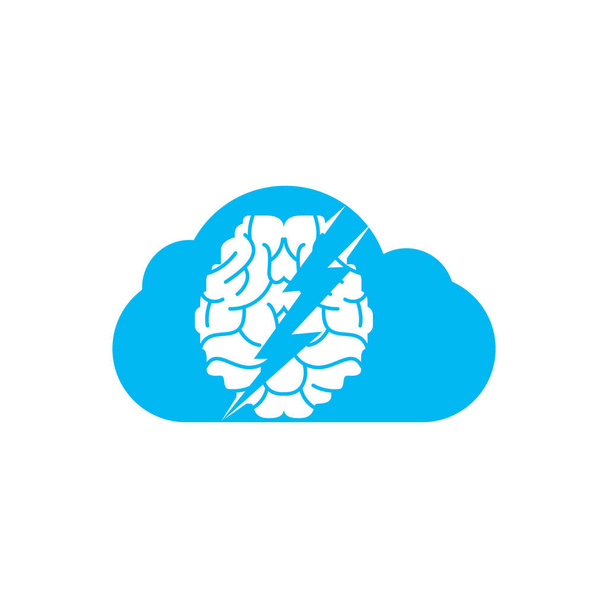 Thunder aivot vektori logo suunnittelu. Aivot ukkonen ja pilvi logo kuvake. - Vektori, kuva