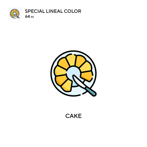 ケーキ特殊線型カラーベクトルアイコン。ビジネスプロジェクトのケーキアイコン - ベクター画像
