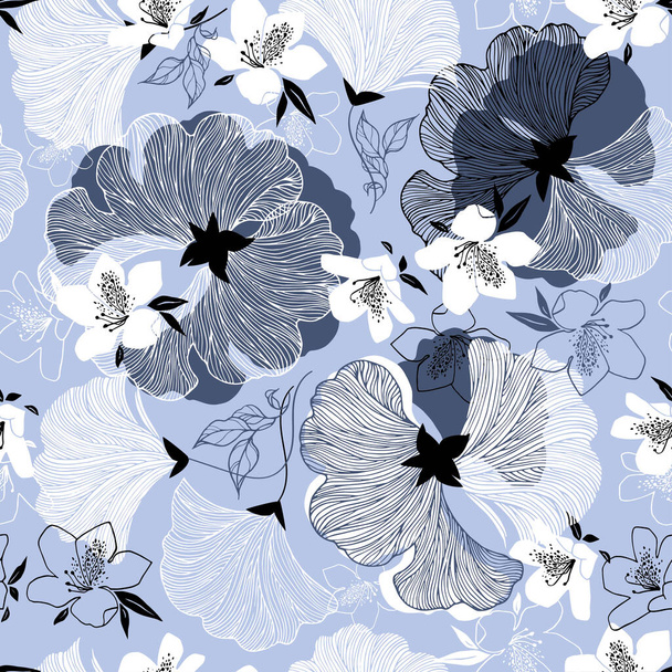 Seamless pattern with decorative flowers - Vektori, kuva
