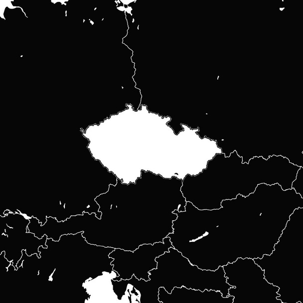 Çek Cumhuriyeti haritası. Siyah beyaz çizim. Yazdırma ve etiketleme için simge işareti. - Vektör, Görsel