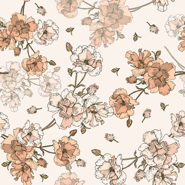 Seamless pattern with elegant bouquet of flowers - Vector, Imagen