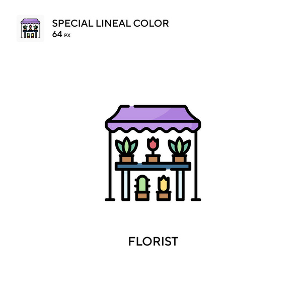花序の特殊線型カラーベクトルアイコン。あなたのビジネスプロジェクトのための花屋のアイコン - ベクター画像