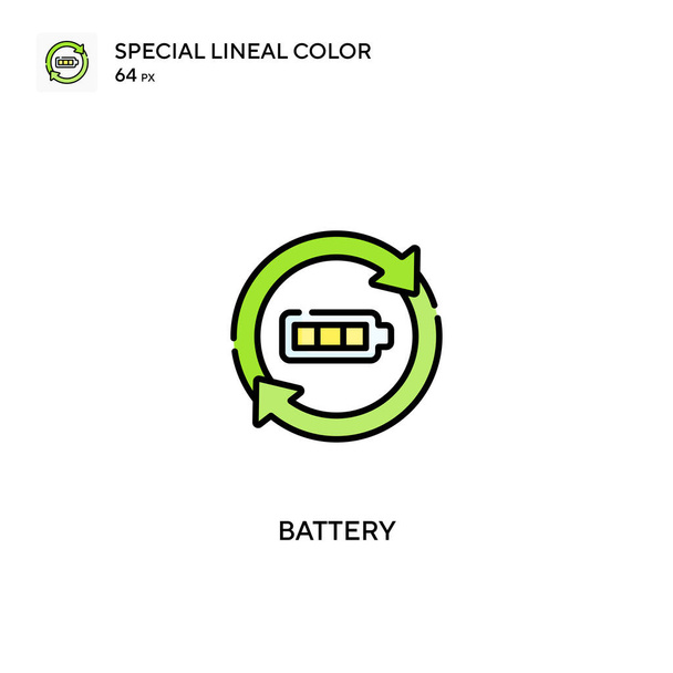 バッテリー特殊線型カラーベクトルアイコン。ビジネスプロジェクトのバッテリーアイコン - ベクター画像