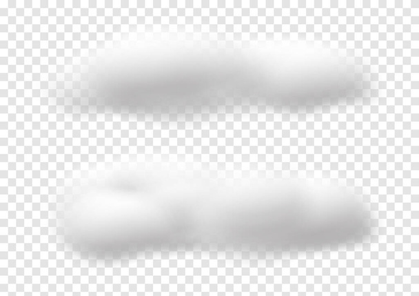 Ρεαλιστικά διανύσματα λευκό σύννεφο απομονώνονται σε φόντο διαφάνειας, βαμβάκι ep58 μαλλί - Διάνυσμα, εικόνα