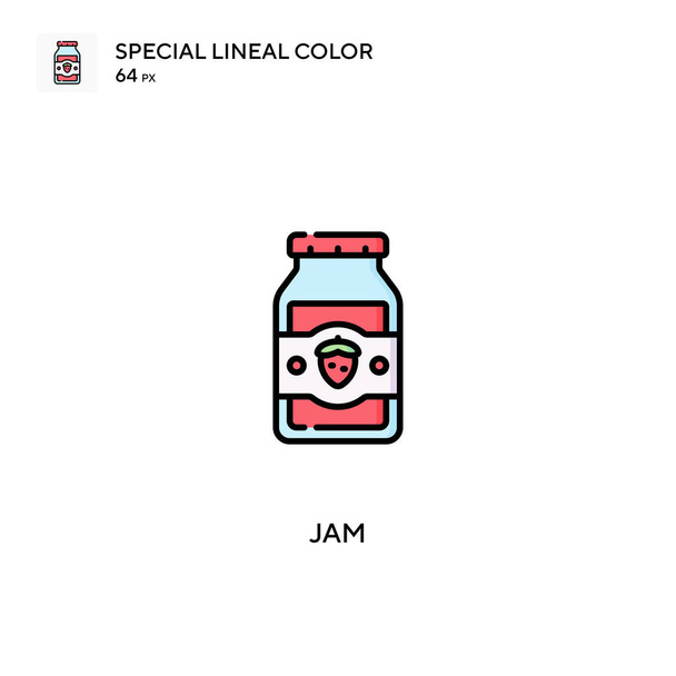 ジャム特殊線型カラーベクトルアイコン。ビジネスプロジェクトのジャムアイコン - ベクター画像