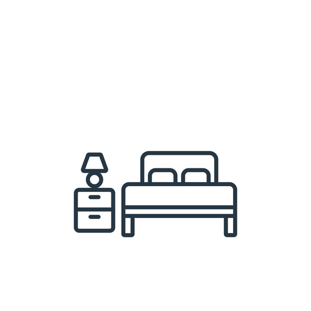 dubbel bed icoon vector van meubels decoratie concept. Dunne lijn illustratie van dubbel bed bewerkbare beroerte. dubbel bed lineair teken voor gebruik op web en mobiele apps, logo, printmedia. - Vector, afbeelding