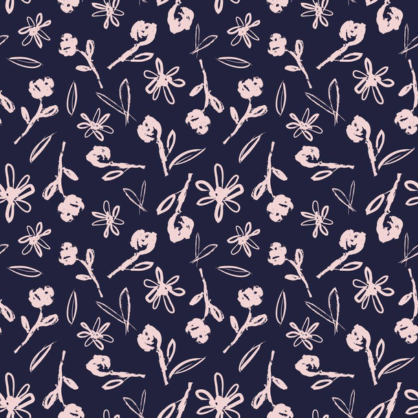 Pink and Navy Floral brush strokes seamless pattern background for fashion prints, graphics, backgrounds and crafts - Vektör, Görsel