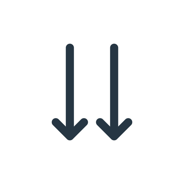 矢印のアイコンベクトルを下に移動します。下矢印編集可能なストロークの細い線図。ウェブやモバイルアプリ、ロゴ、印刷メディアで使用するための下矢印の線型記号. - ベクター画像