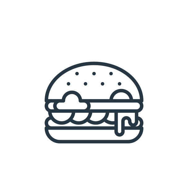 チーズバーガーのアイコンベクトルだ。チーズバーガー編集可能なストロークの細い線イラスト。ウェブやモバイルアプリ、ロゴ、印刷メディアで使用するためのチーズバーガーリニアサイン. - ベクター画像