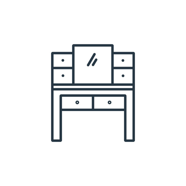 家具の装飾の概念からテーブルアイコンベクトルをドレッシング。テーブル編集可能なストロークのドレッシングの細い線図。ウェブとモバイルアプリ、ロゴ、印刷メディアで使用するためのテーブル線形標識をドレッシング. - ベクター画像