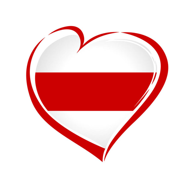 Miluju běloruský vlastenecký znak s běloruskou vlajkou v srdci. Den nezávislosti Běloruská republika 3 Červenec design blahopřání. Vektorová ilustrace - Vektor, obrázek