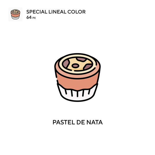 Pastel de nata - спеціальна лінійна кольорова ікона. Pastel de nata іконки для вашого бізнес-проекту. - Вектор, зображення