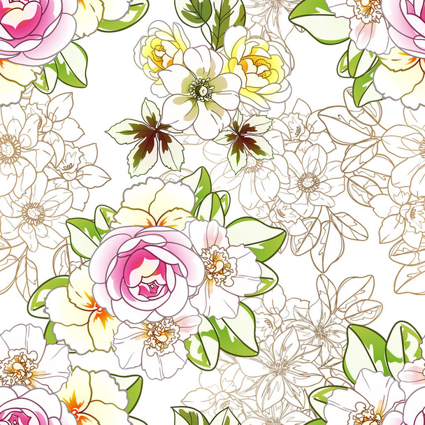 colorful flowers background, vector illustration banner - Vektor, obrázek