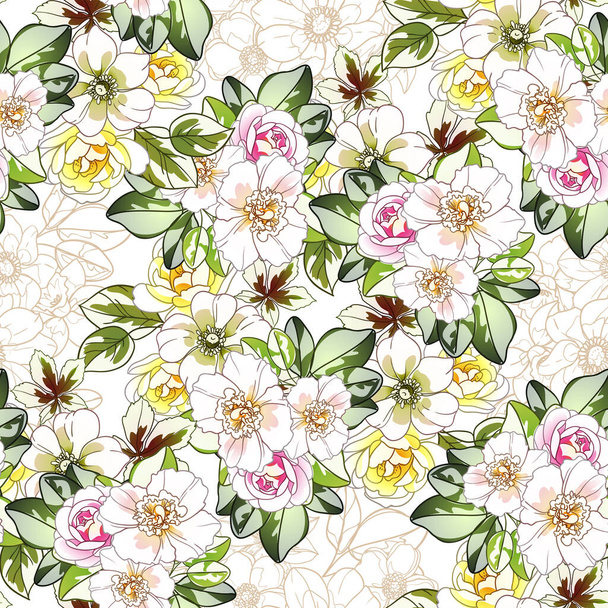 colorful flowers background, vector illustration banner - Vektor, kép