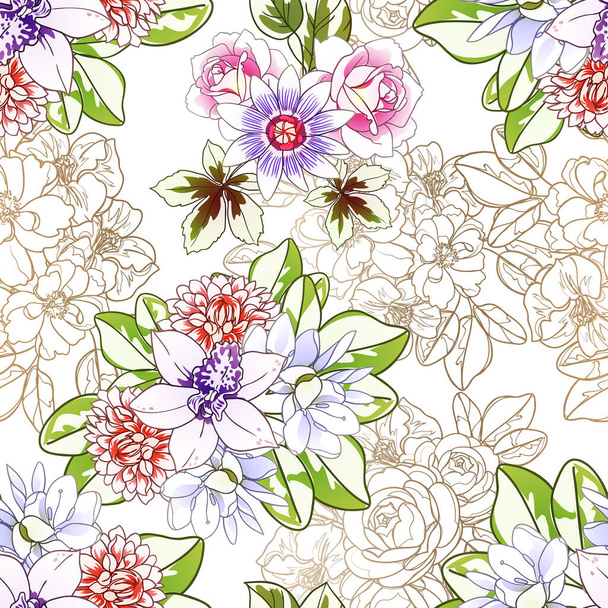 colorful flowers background, vector illustration banner - Wektor, obraz