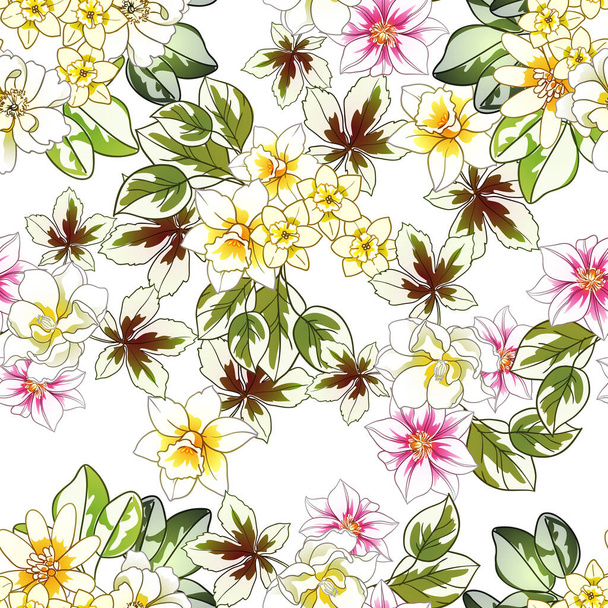 colorful flowers background, vector illustration banner - Διάνυσμα, εικόνα