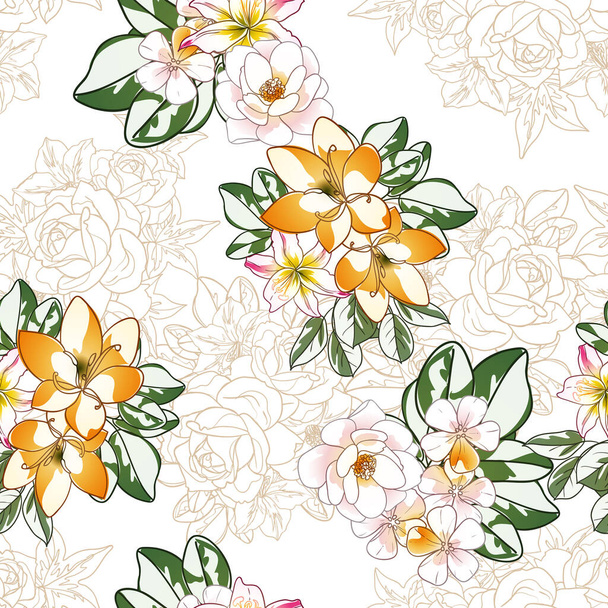 colorful flowers background, vector illustration banner - Vector, Imagen