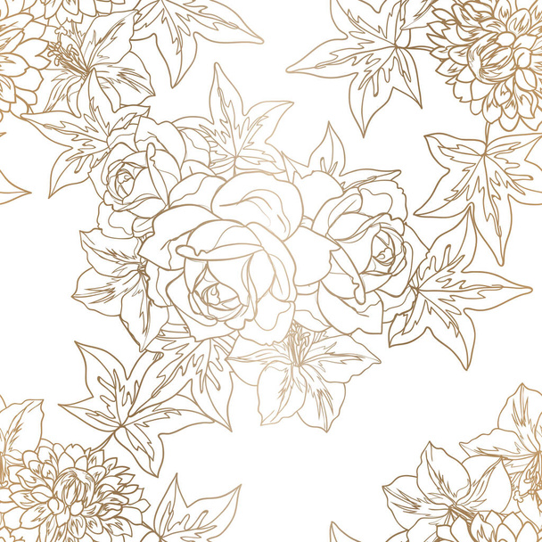 brown beige flowers background, vector illustration banner - Wektor, obraz