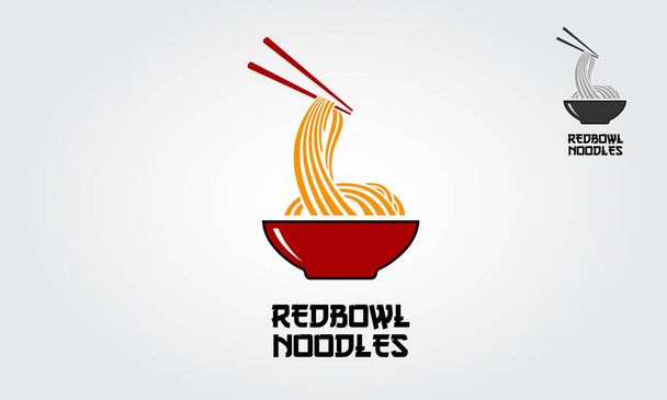 Red bowl Noodles Logo Templates. Suitable for any business related to ramen, noodles, fast food restaurants, Korean food, Japanese food or any other business on a white background. - Vector, Image