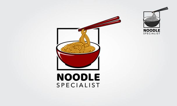 Noodle Specialist logo template, geschikt voor elk bedrijf met betrekking tot ramen, noedels, fast food restaurant, Koreaans eten, Japans eten of andere zakelijke gerelateerde. - Vector, afbeelding