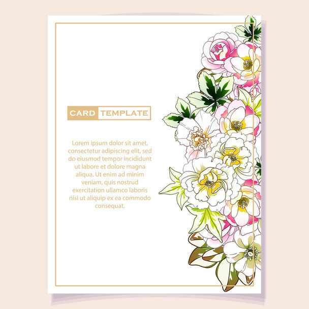colorful flowers in card invitation, vector illustration  - Vector, Imagen