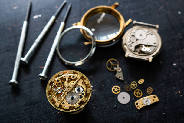 Watchmaker is repearing mechanical wrist watch - Photo, Image