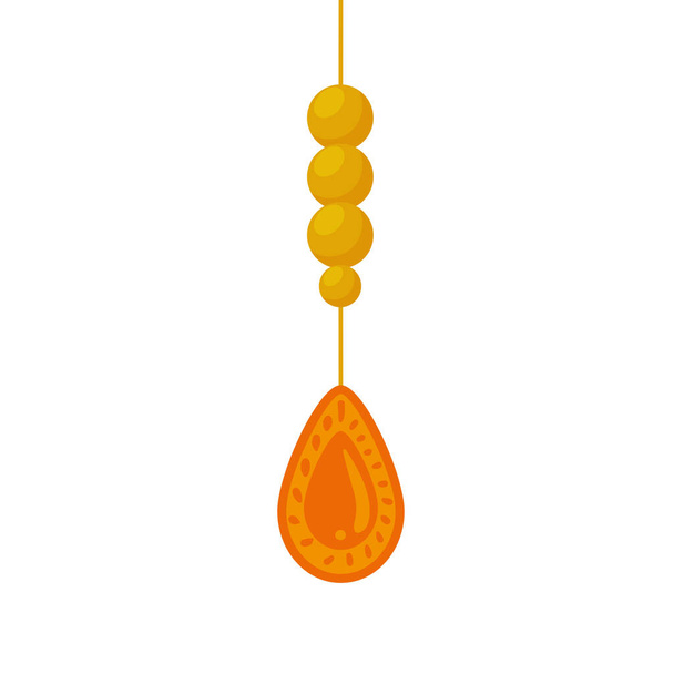 mandala étnico dorado con forma de gota colgando - Vector, Imagen
