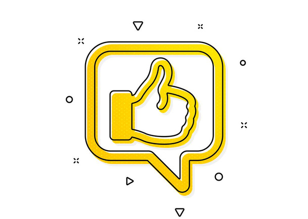 Thumbs up sign. Like icon. Positive feedback, social media symbol. Yellow circles pattern. Classic like icon. Geometric elements. Vector - ベクター画像