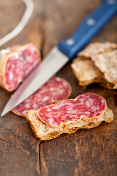 italian salame pressato pressed slicing - Photo, Image
