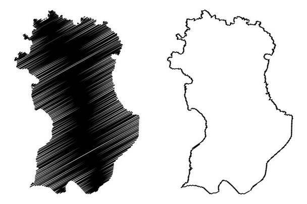 Tarrafal község (Cabo Verde Köztársaság, concelhos, Zöld-foki-szigetek, Santiago sziget, szigetvilág) térkép vektor illusztráció, firka vázlat Tarrafal térkép - Vektor, kép
