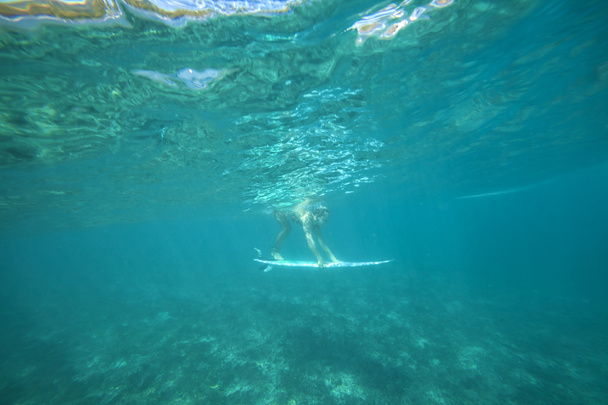 Female surfer underwater - Foto, afbeelding