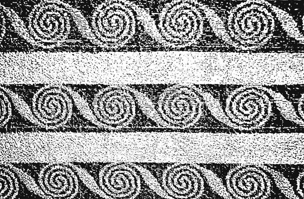 Рельєф грандж векторна текстура тканини з квітковим орнаментом і лініями. Чорно-білий фон. EPS 8 ілюстрація
 - Вектор, зображення