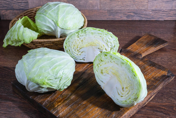 Prepare the cabbage to cook on the kitchen table. - Photo, Image