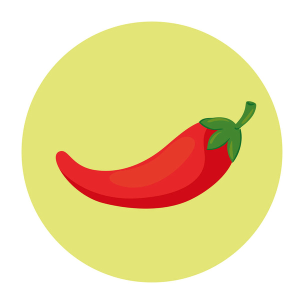 chili peper groente in rond frame, op witte achtergrond - Vector, afbeelding