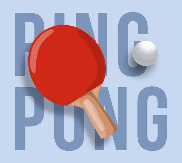 Illustrazione astratta di racchetta da ping pong isolata su sfondo chiaro.Testo ping pong. Ping pong di design vettoriale. Illustrazione vettoriale - Vettoriali, immagini