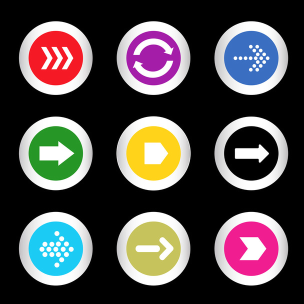 απλή εικόνα σύνολο βέλη στα κουμπιά σε διάφορα χρώματα σε μοντέρνο στυλ. εικονογράφηση φορέας eps10 - Διάνυσμα, εικόνα