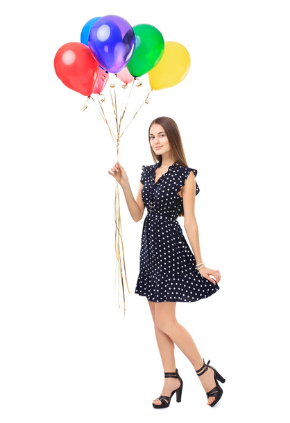Beautiful woman with colorful balloons - Fotó, kép