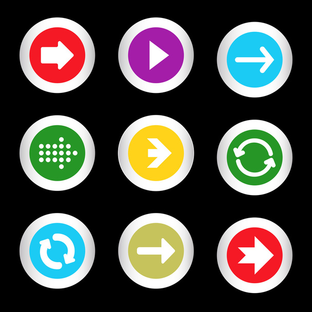 jednoduchá ikona sada šipky na tlačítkách v různých barvách v moderním stylu. eps10 vektorové ilustrace - Vektor, obrázek