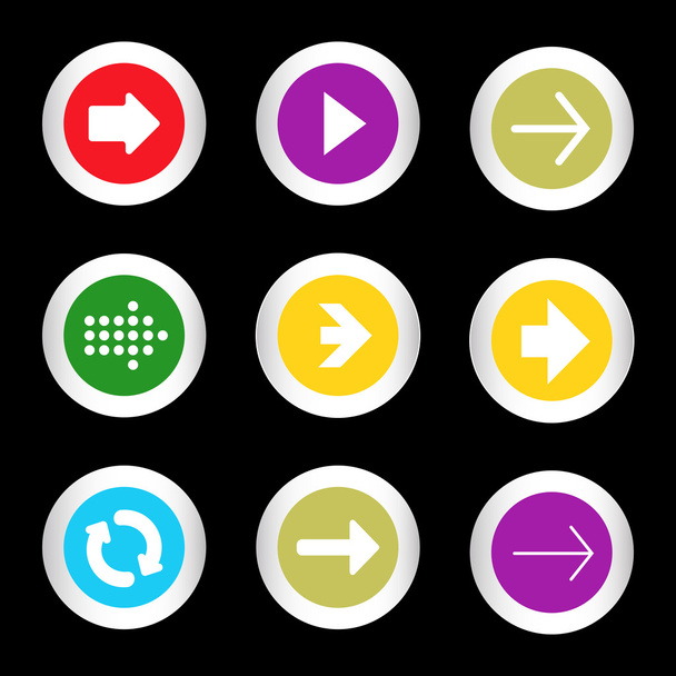 Simple icon set of arrows on buttons in different colors in modern style. eps10 vector illustration - Vector, Image