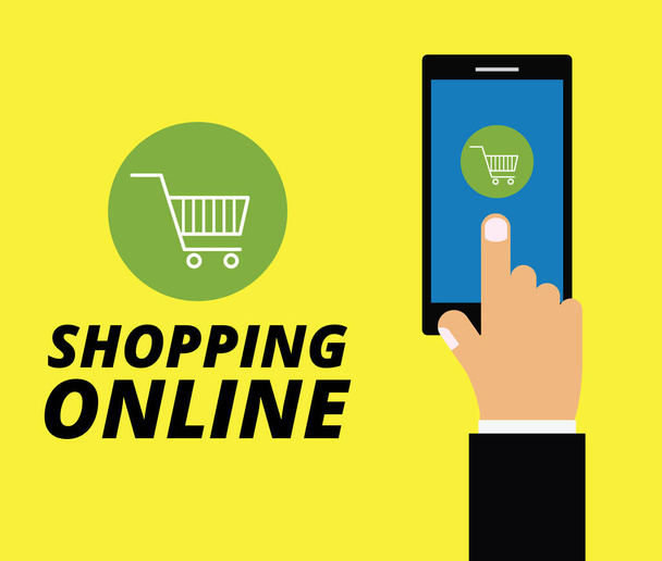 Shopping online on website with mobile,  marketing concept. - Vector, Image
