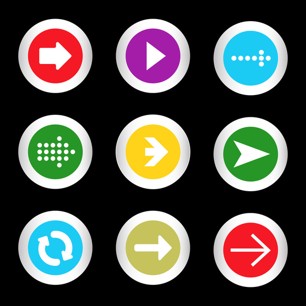απλή εικόνα σύνολο βέλη στα κουμπιά σε διάφορα χρώματα σε μοντέρνο στυλ. εικονογράφηση φορέας eps10 - Διάνυσμα, εικόνα