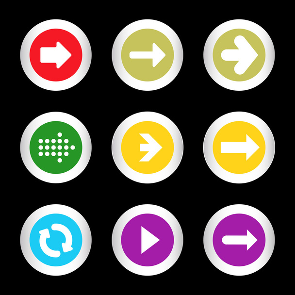 eenvoudige pictogrammenset van pijlen op knoppen in verschillende kleuren in moderne stijl. eps10 vectorillustratie - Vector, afbeelding