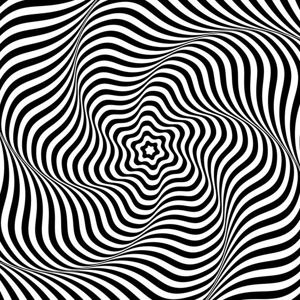 Illusion einer wellenförmigen Rotationsbewegung. abstrakter op art Hintergrund. - Vektor, Bild