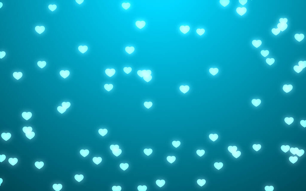 Teal yeşil arka planında Sevgililer Günü Mavisi kalpler. - Fotoğraf, Görsel