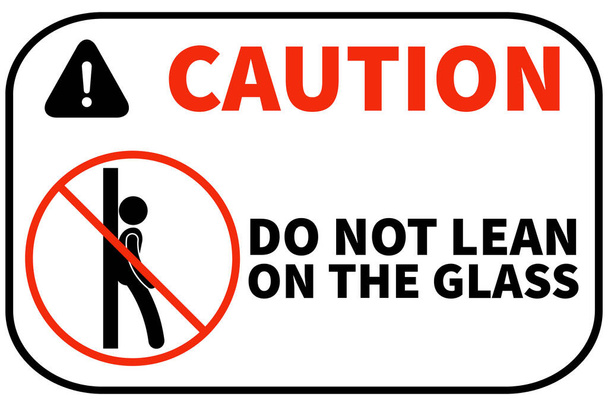 Não se apoie na sinalização de vidro imprimível gratuitamente, observe adesivo ou banner para não se apoiar na parede Design de ilustração gráfica com fundo amarelo, usado em lojas, lojas, escritórios. - Foto, Imagem