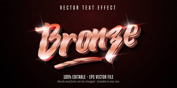 Bronze text, shiny metallic style editable text effect - Vector, Image